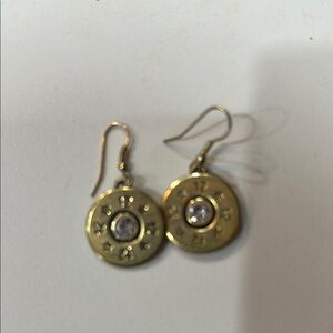 Gold Bullet Casing Earrings with Crystal Accents